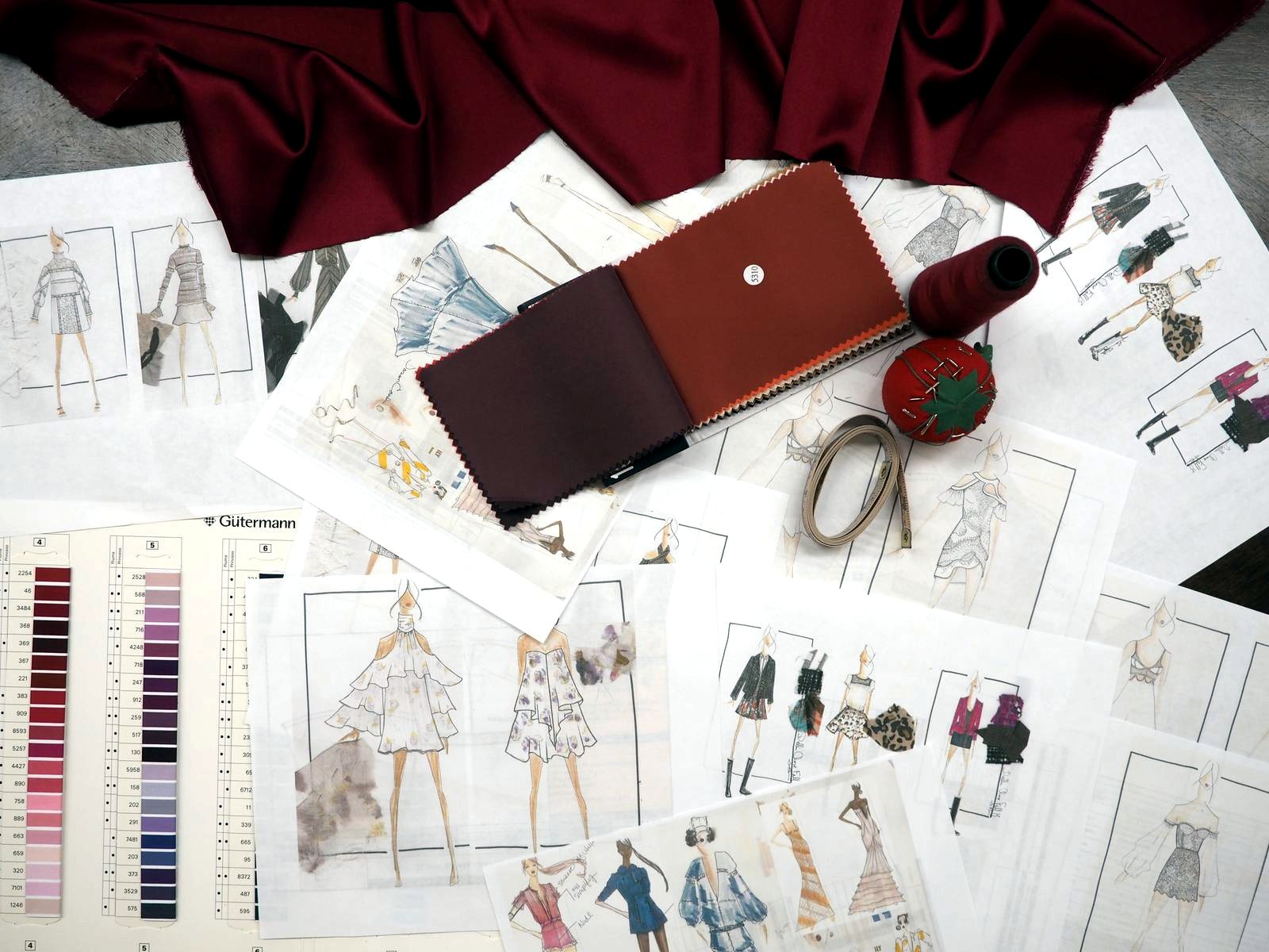 Pattern and design work on the table